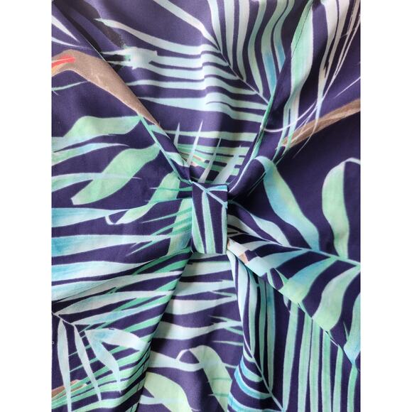 Express Backless Tank Top Blouse Tropical Hawaiian Back Bow Cutout Women Small - Picture 6 of 11